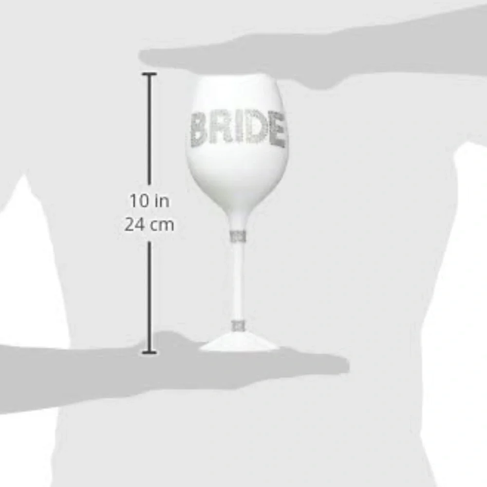 Elegant White Bride Wine Glass NEW